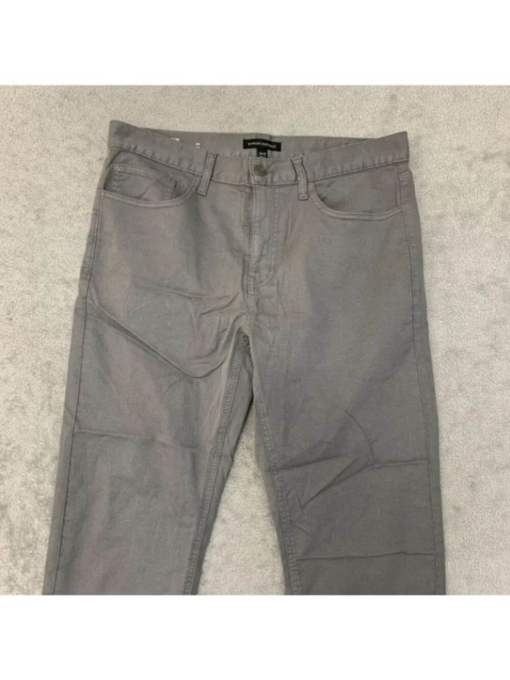 NWOT Banana Republic Men's 34x30 Gray Slim Fit 5-Pocket Chino Pants Cotton Blend